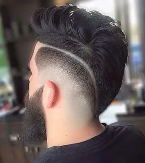 Burst Fade Mohawk with Long Shaved Lines