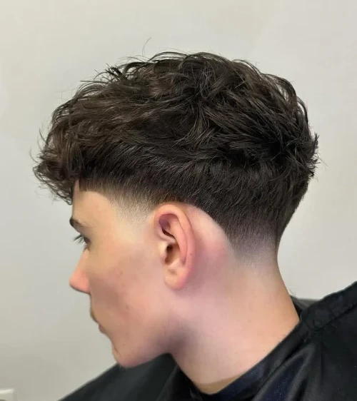 Fluffy Fringe with Low Taper Fade