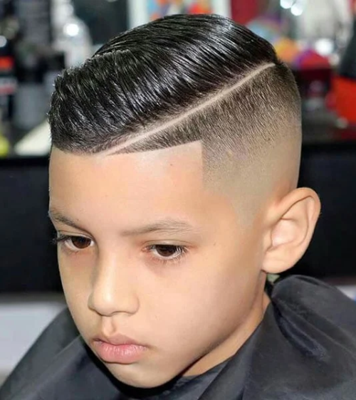 Hard Part Comb Over with Taper Fade