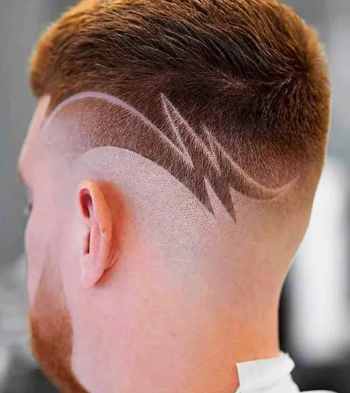 Low Drop Fade with Zig Zag Design