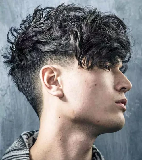 Low Fade Haircut with Side Bangs