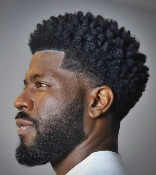 Mid Temp Fade with Short Hair and Beard