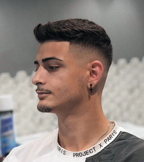 Modern Quiff with Mid-Low Skin Fade