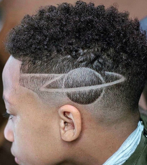 Shaved Line and Moon Design in Fade