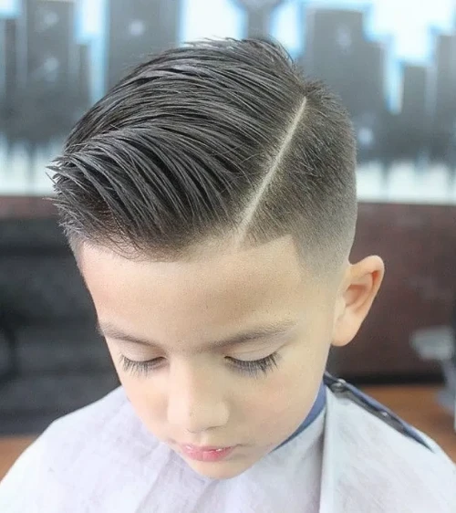 Side Spiky Hair with Mid Fade and Line Up