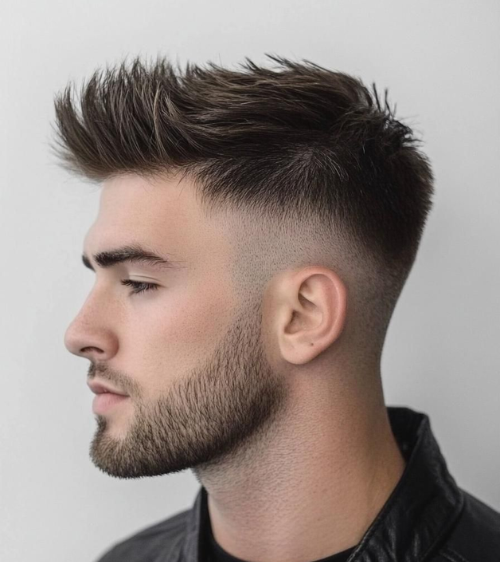 Spiky Hair with Mid Taper Fade