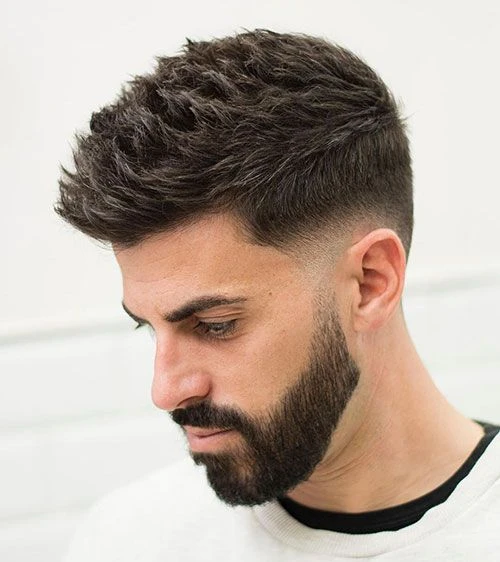 Textured Spiky Hair with Sharp Low Fade