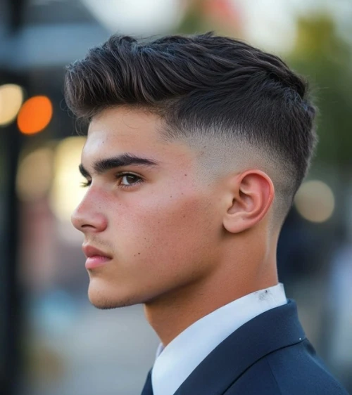 Textured Brush Up with Mid Taper Fade