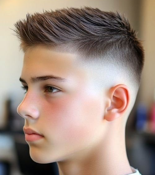Textured Short Spiky Hair with Mid Skin Fade