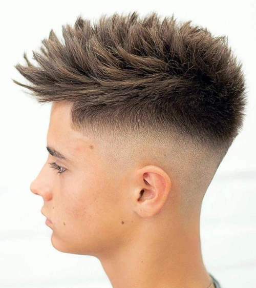Textured Spiky Hair with Taper Fade
