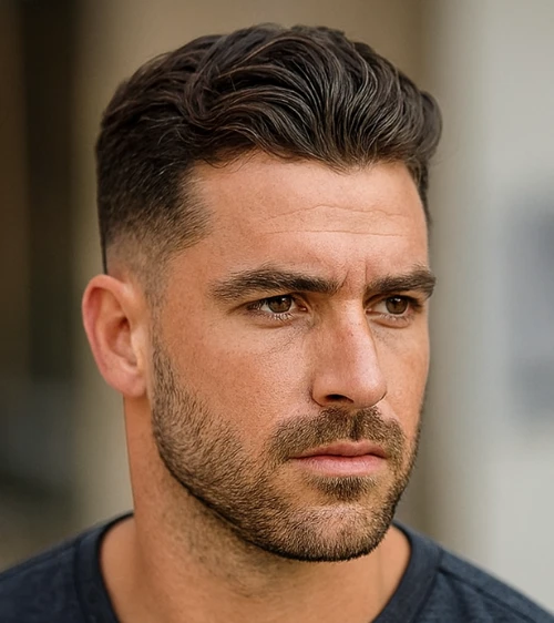 Brushed Back Wavy Crew Cut