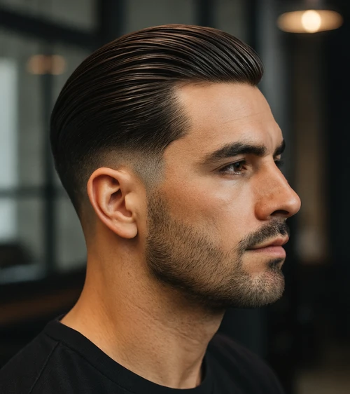 Cool Slick Back with Low Fade