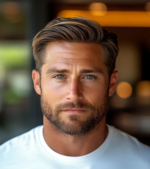 Side Swept Hairstyle with Short Sides