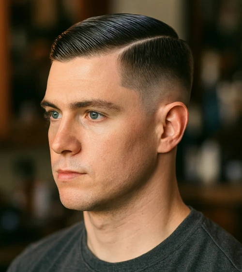 Sleek Hard Part with High Drop Fade