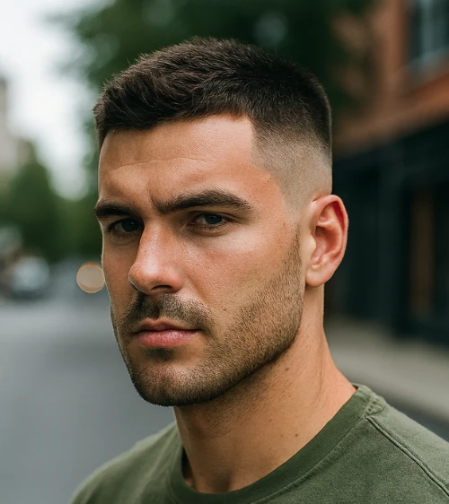 Thick Crew Cut with Skin Fade