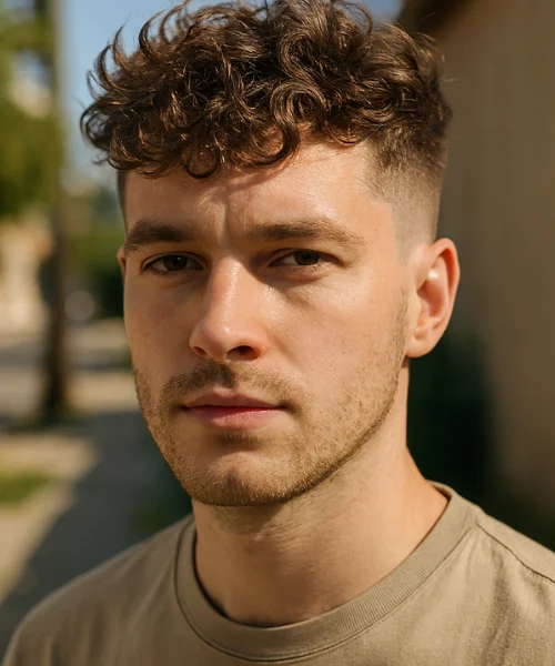 Messy Curly Taper Fade