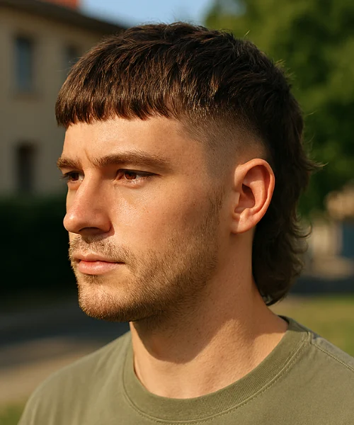 Textured Mullet Fade with Fringe